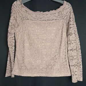 Elegant Lace Long Sleeve Top - Cream